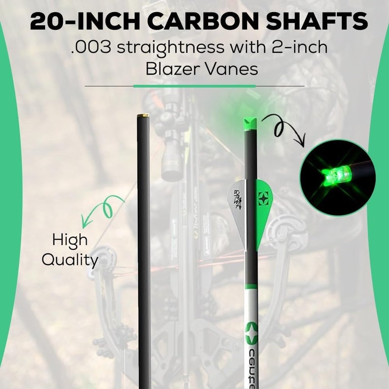 CentroPoint Archery AXCCA203PK Premium .003-Carbon Crossbow Arrows With Lighted Half-Moon Nocks - Image 3